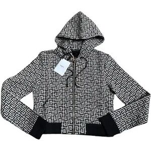 Balmain Black and White Geometric Hoodie size small